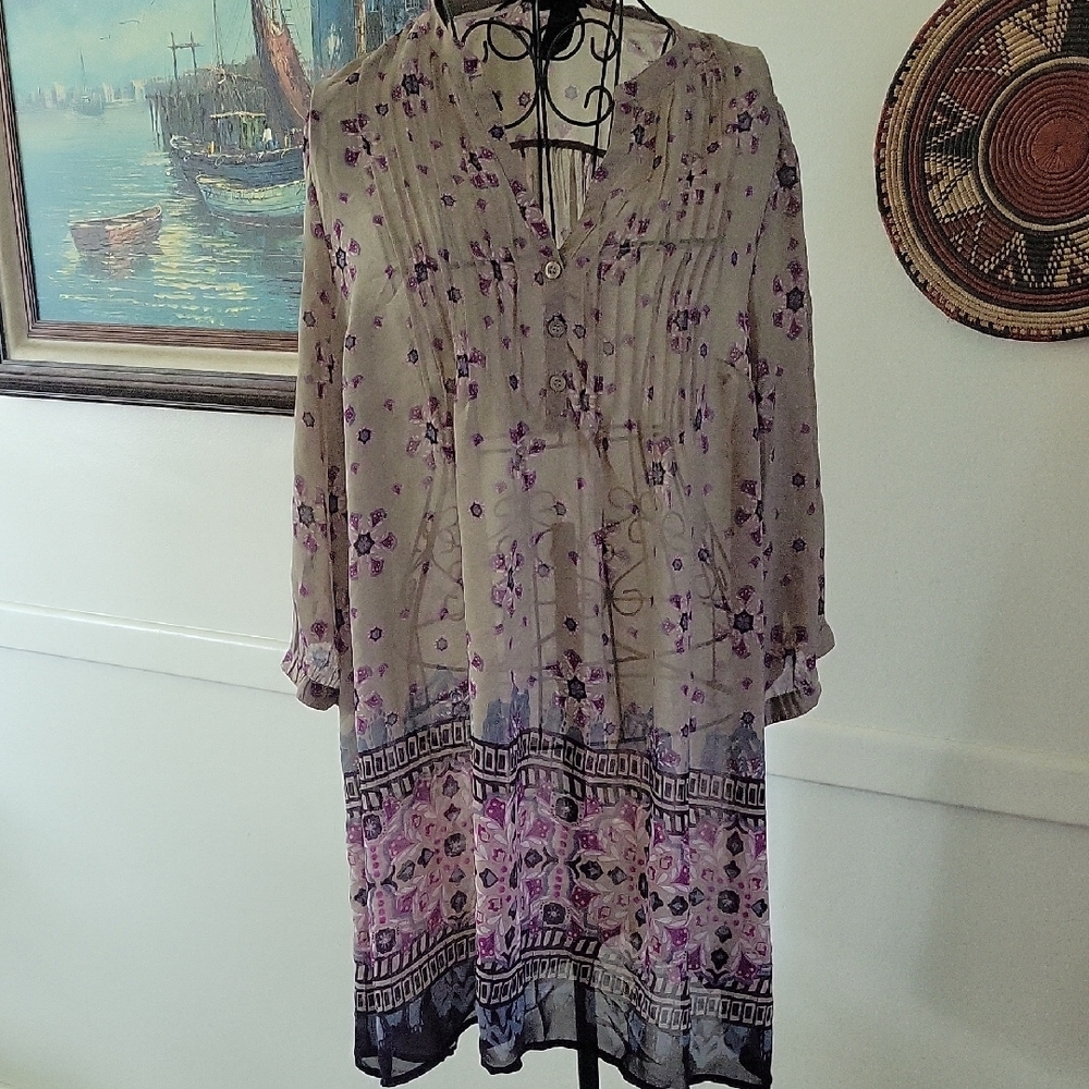 H&M Purple Gray Long Sleeve Sundress